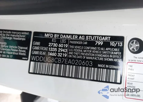 2014 Mercedes-Benz S 550 z USA, uszkodzony, nr VIN WDDUG8CB7EA020603